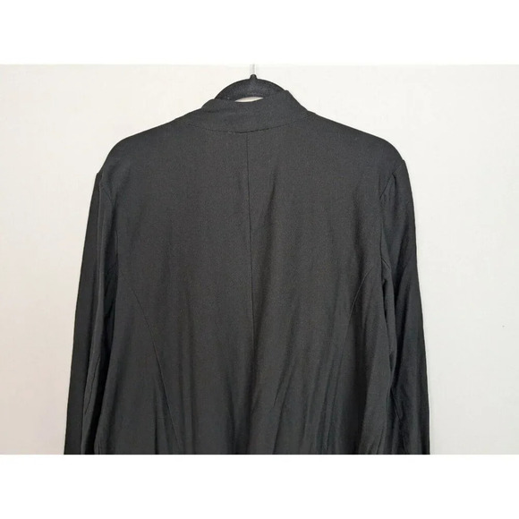 Eileen Fisher L Open Front Cardigan Black Flowy Jersey Stretch Classic Nuetral - Picture 11 of 14